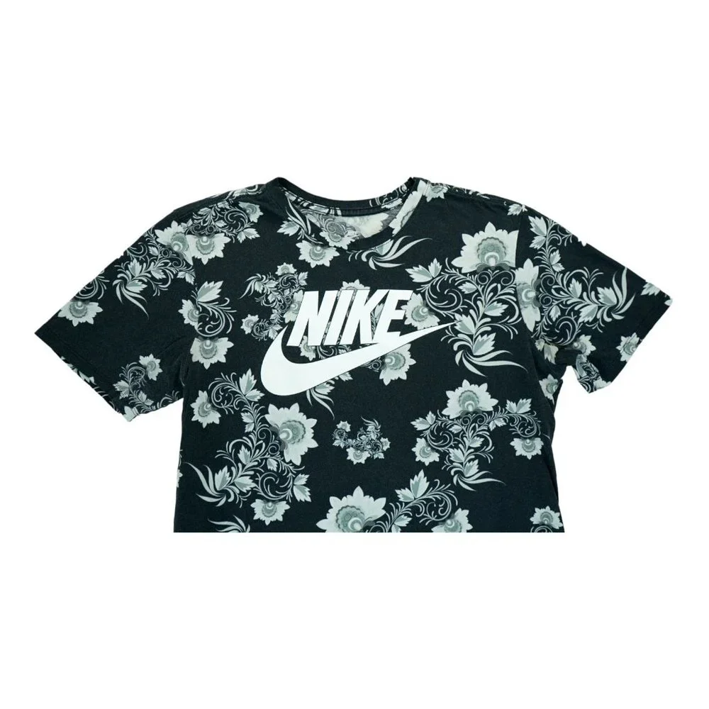 Nike Cotton Floral All Over Print‎ T Shirt Black Size M 892215-010 Very Rare!